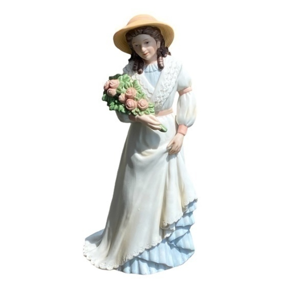 Vintage Homco 1468 Charlotte Rose Porcelain Lady With Flower Figurine